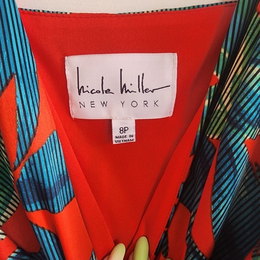 NWOT Anthropologie Nicole Miller NY Electric Floral Red Festival Dress - Picture 6 of 10